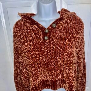 Aeropostale Rust Orange Knit Women's Hooded Shirt
